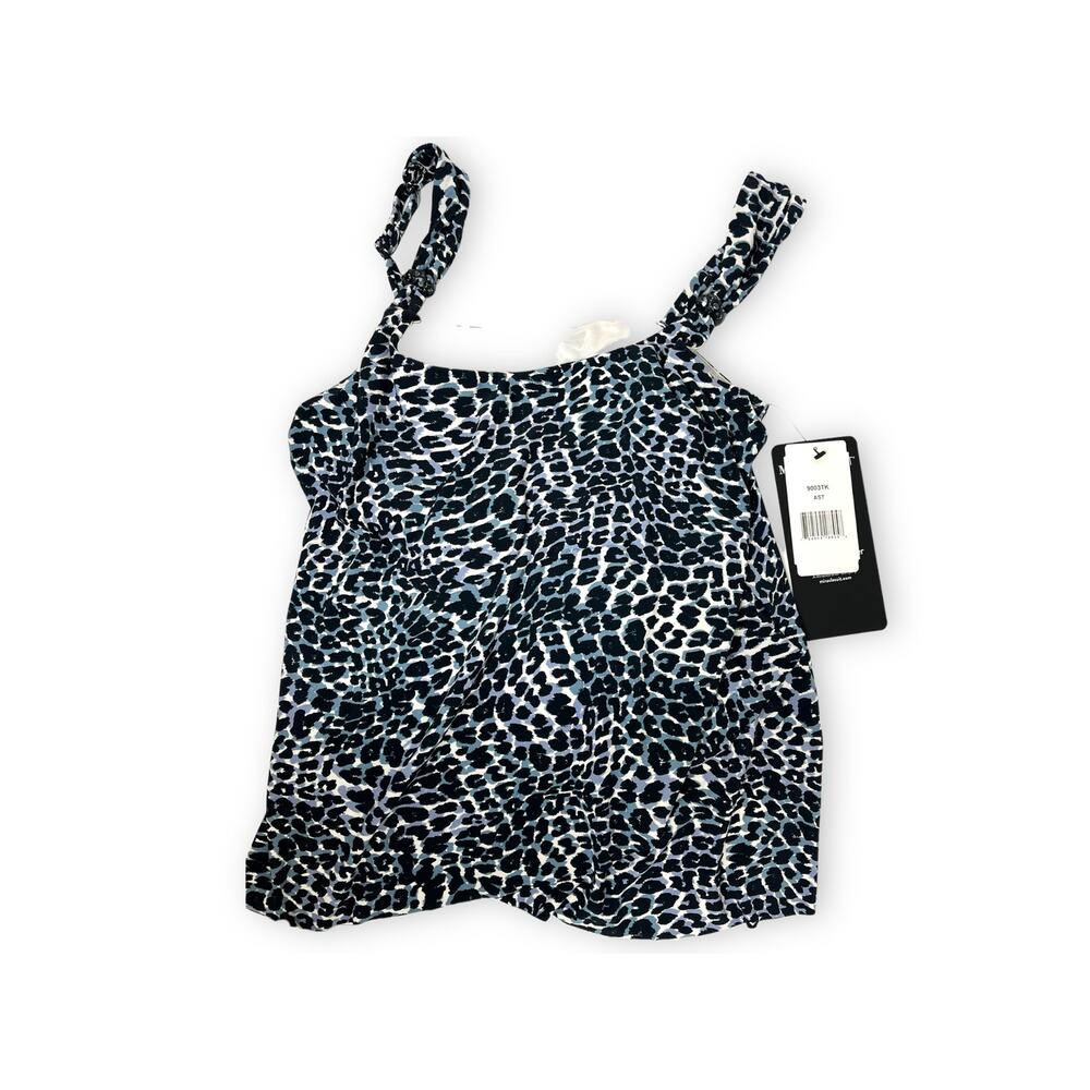 Miraclesuit Dazzle Tankini Underwire Top | Size 8 | Luxe Leopard  - Black Grey - Picture 6 of 10